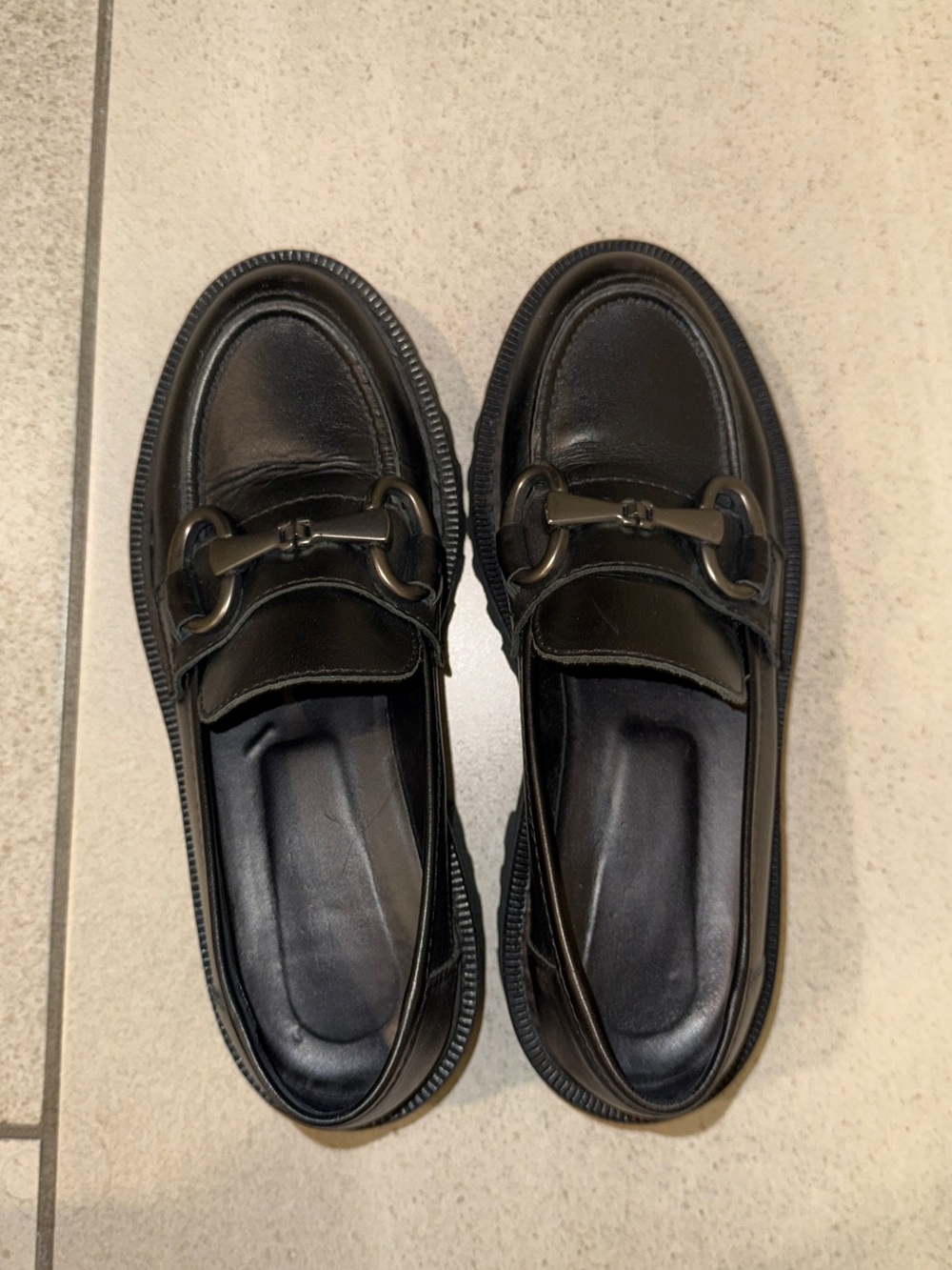 Minelli Black Leather Horsebit Loafers for Women